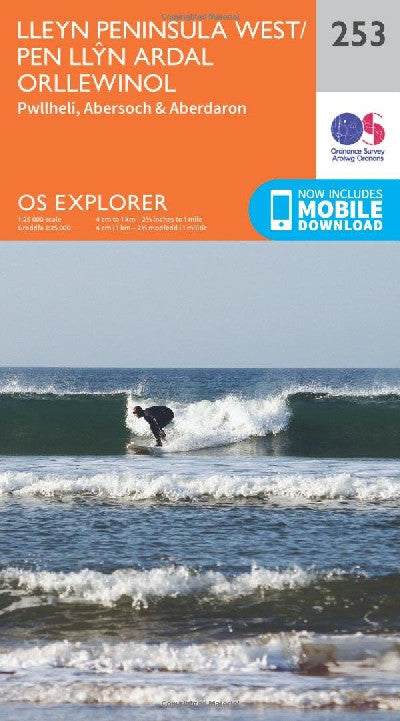 Clawr llyfr / Book cover: O.S Explorer 253 Lleyn Peninsula West/Pen Llyn Ardal Orllewinol