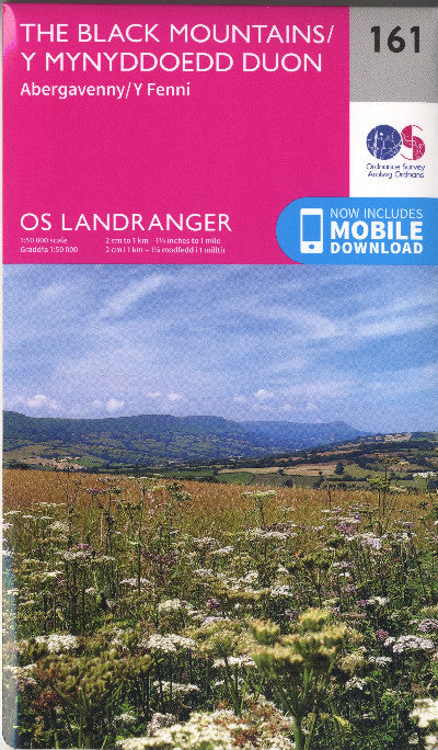 Clawr llyfr / Book cover: O.S. Landranger 161 the Black Mountains, Abergavenny /Y Mynyddoedd Duon, Y Fenni