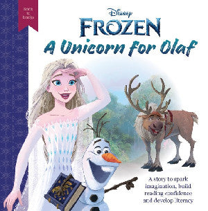 Clawr y llyfr: Disney Back to Books: Frozen - A Unicorn for Olaf / Book cover: Disney Back to Books: Frozen - A Unicorn for Olaf