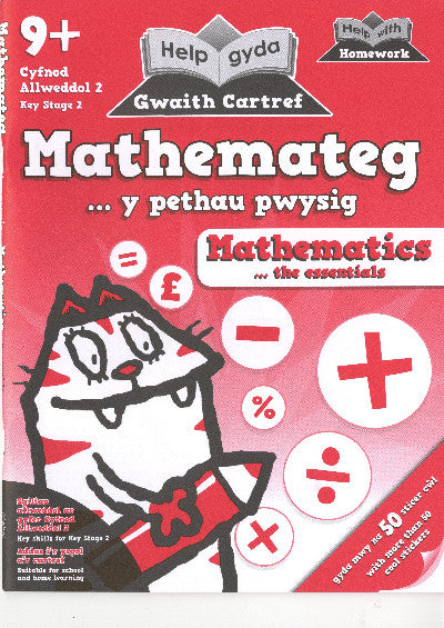 Clawr llyfr / Book cover: Help gyda Gwaith Cartref - Mathemateg, Y Pethau Pwysig