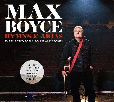Clawr llyfr / Book cover: Max Boyce: Hymns & Arias — The Selected Poems, Songs and Stories