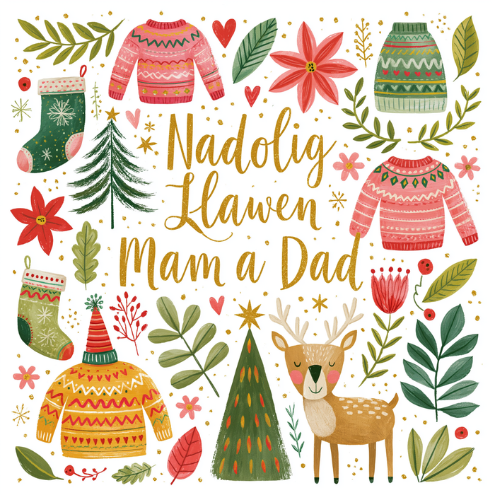 Nadolig Llawen Mam a Dad | Cardiau.Cymru