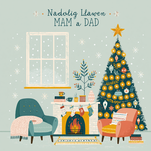 Nadolig Llawen Mam a Dad | Cardiau.Cymru - Siop Y Pentan