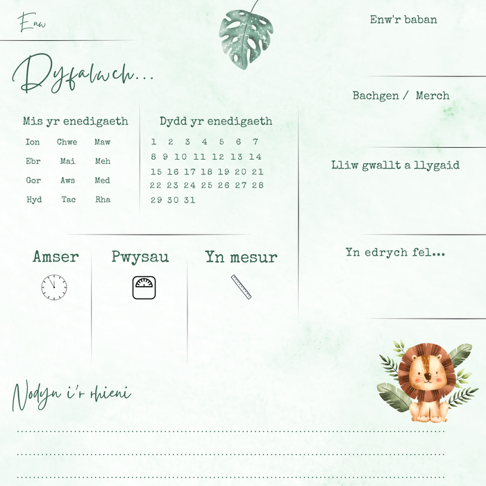 I Groesawu'r Baban | Llyfr Parti Bwmp (Baby Shower) | Cardiau.Cymru