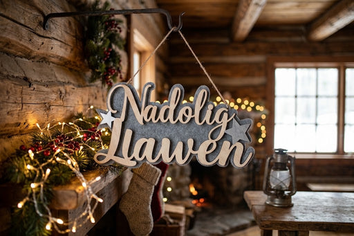 Addurn ffelt 'Nadolig Llawen' | Cardiau.Cymru - Siop Y Pentan