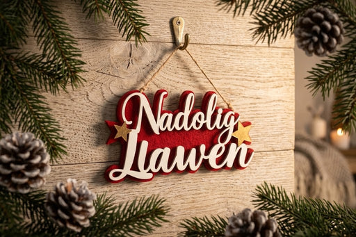 Addurn ffelt 'Nadolig Llawen' | Cardiau.Cymru - Siop Y Pentan