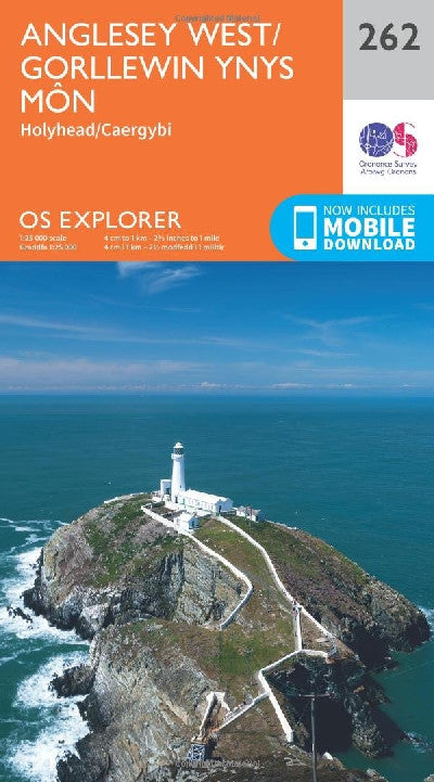 Clawr llyfr / Book cover: O.S. Explorer 262 Anglesey West/Gorllewin Ynys Môn