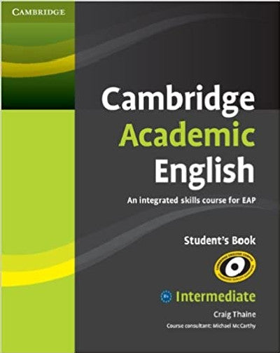 Clawr llyfr / Book cover: Cambridge Academic English B1+ Intermediate Course Book