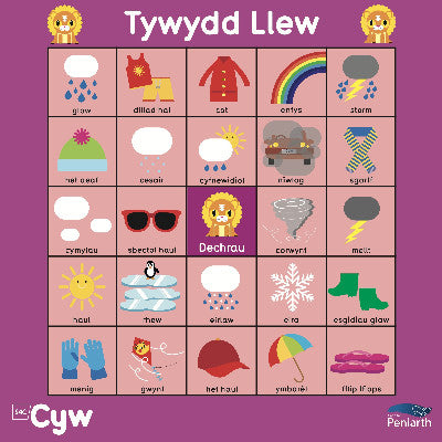 Clawr llyfr / Book cover: Mat Rhaglennu Cyw: Tywydd Llew
