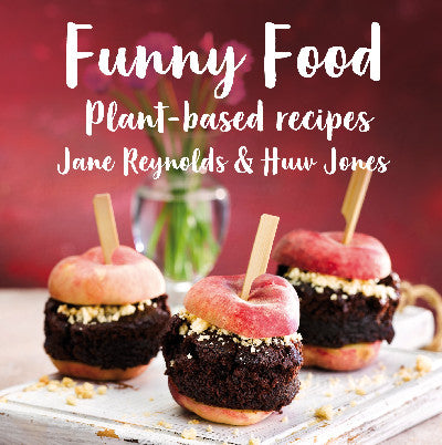 Clawr llyfr / Book cover: Funny Food — Plant-Based Recipes