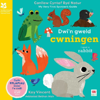 Clawr llyfr / Book cover: Dwi'n Gweld Cwningen / I Spot a Rabbit