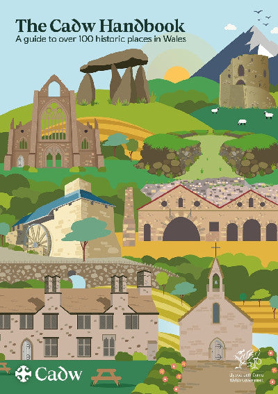 Clawr llyfr / Book cover: The Cadw Handbook: A guide to over 100 historic places in Wales