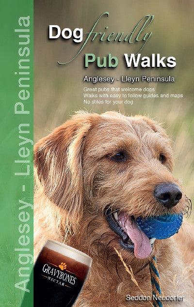 Clawr llyfr / Book cover: Dog Friendly Pub Walks - Anglesey & Lleyn Peninsula