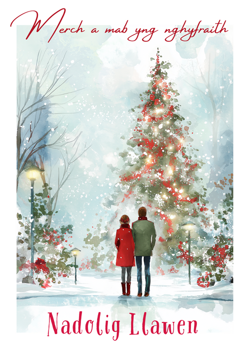Nadolig Llawen Merch a Mab yng nghyfraith | Cardiau.Cymru