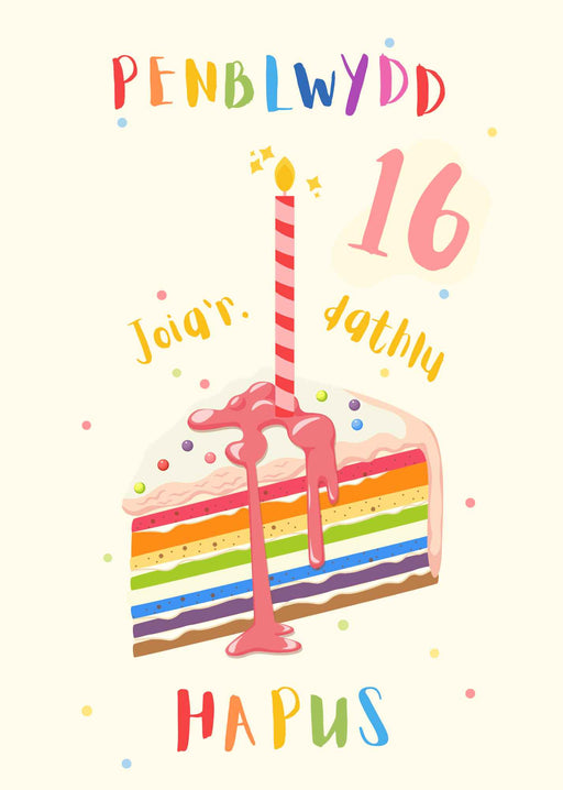 Pen-blwydd Hapus 16 | Cardiau.Cymru - Siop Y Pentan