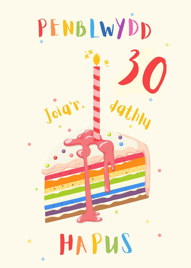 Pen-blwydd Hapus 30 | Cardiau.Cymru - Siop Y Pentan