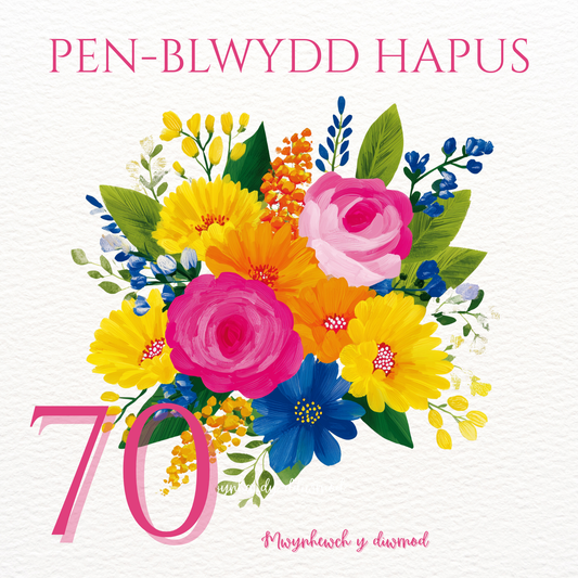 Penblwydd Hapus 70 | Cardiau.Cymru - Siop Y Pentan