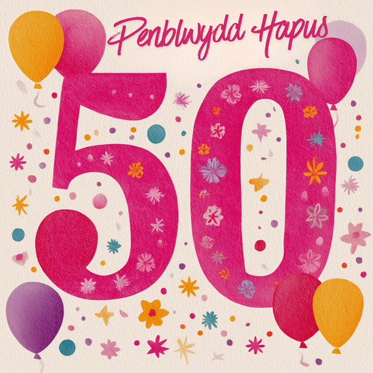 Penblwydd Hapus 50 | Cardiau.Cymru - Siop Y Pentan
