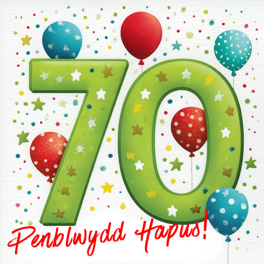 Penblwydd Hapus 70 | Cardiau.Cymru - Siop Y Pentan