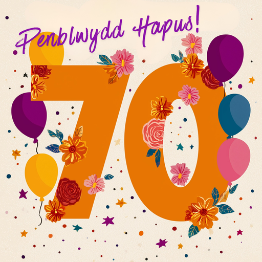 Penblwydd Hapus 70 | Cardiau.Cymru - Siop Y Pentan