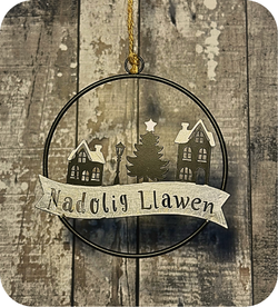 Addurn Nadolig metal 'Nadolig Llawen' | Cardiau.Cymru