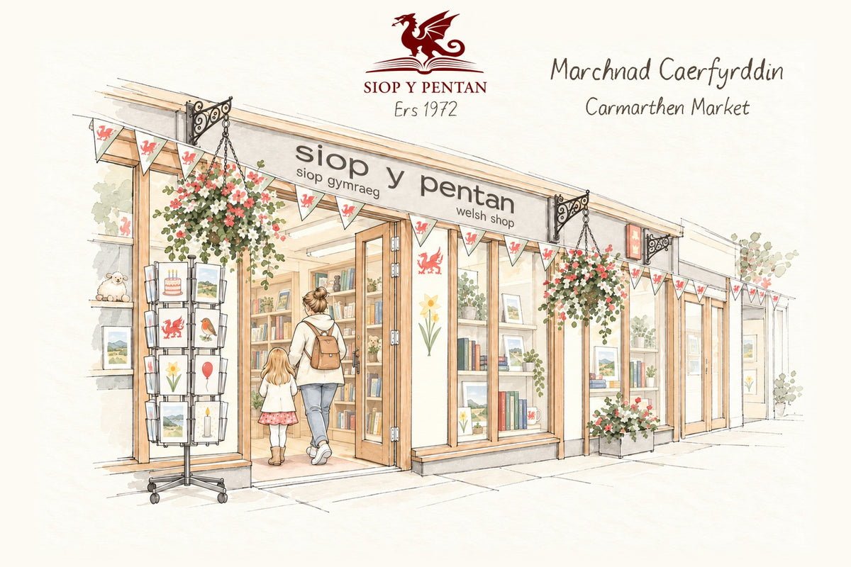 Braslun o Siop y Pentan ym Marchnad Caerfyrddin | Sketch of Siop y Pentan in Carmarthen Market