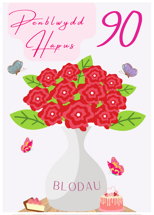 Penblwydd Hapus 90 | Cardiau.Cymru - Siop Y Pentan
