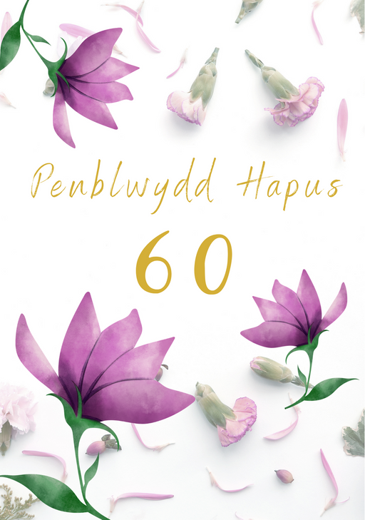 Penblwydd Hapus 60 (A5) | Cardiau.Cymru - Siop Y Pentan