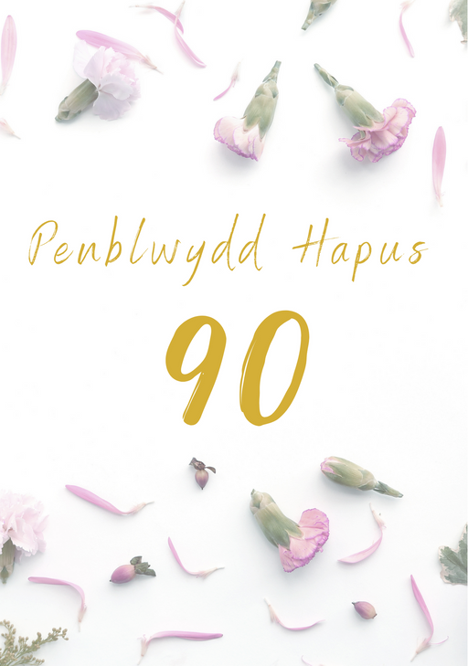 Penblwydd Hapus 90 (A5) | Cardiau.Cymru - Siop Y Pentan