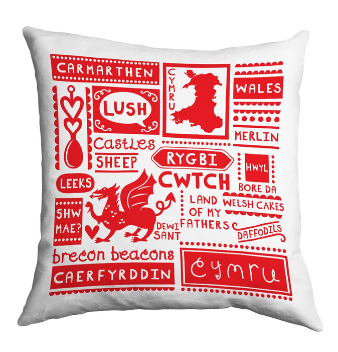 History and Culture of Carmarthen Print, Cushion Plus - Siop Y Pentan