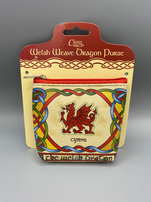 Pwrs Draig Coch | Welsh Dragon Purse - 'Welsh Weave' - Siop Y Pentan