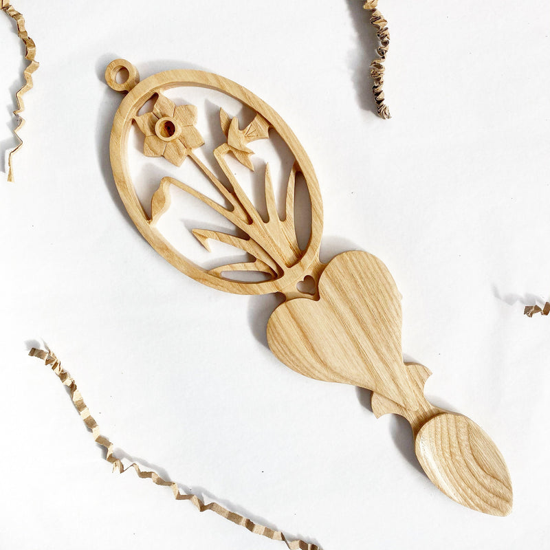 Llwy Garu Huw Jones (Engraved) | Welsh Lovespoon - Siop Y Pentan